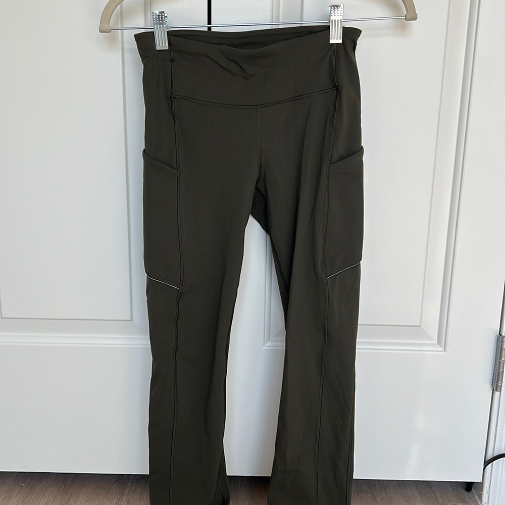lululemon speed up leggings, 28”, size 4, olive green